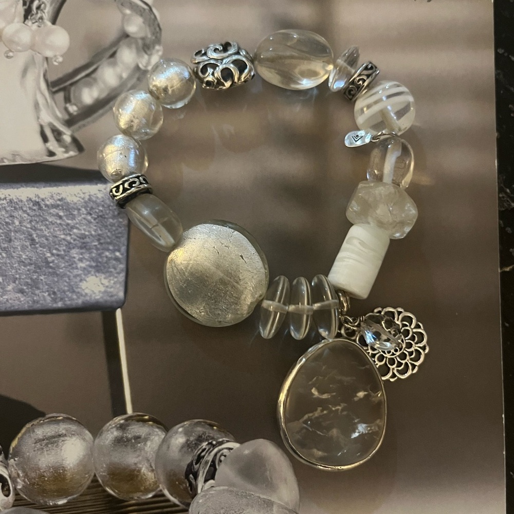 Silpada Hard Rock Bracelet of Crystal, Glass 
and Sterling Silver.